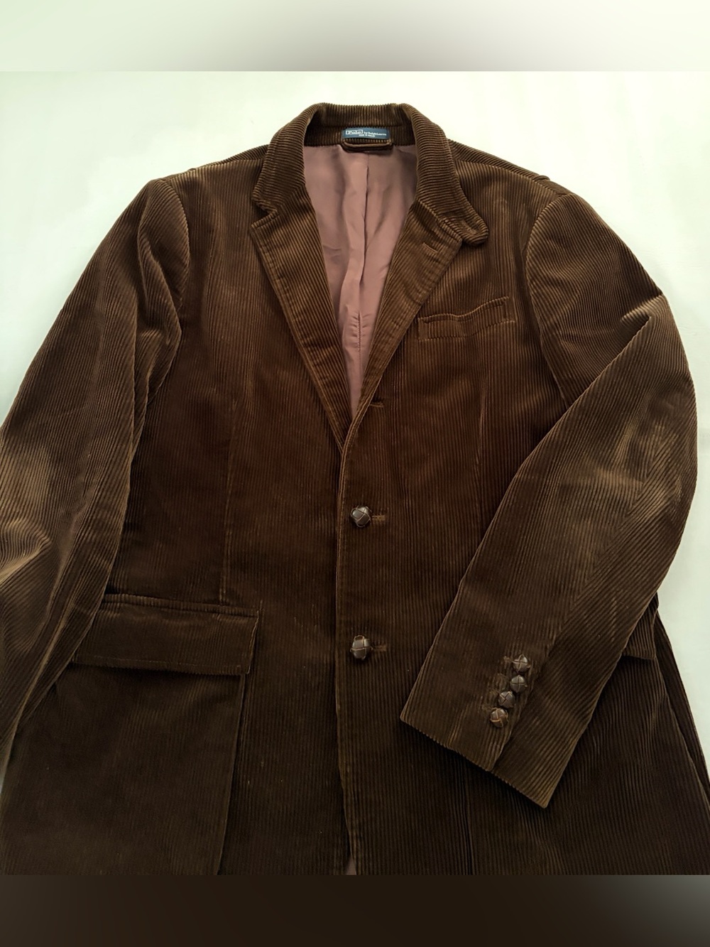 Polo Ralph Lauren Vintage Brown Corduroy 100% Cotton Sport Coat Blazer Large - Picture 8 of 16